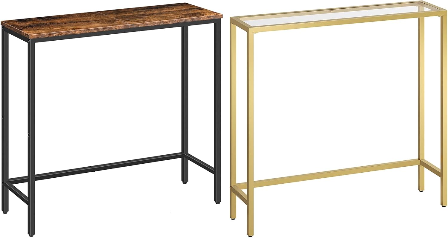 HOOBRO 29.5" Gold Console Table, Entryway Table, Thin Sofa Table, Side Table, Display Table, for Hallway, Bedroom, Living Room, Foyer BF75XG01-GD07XG01