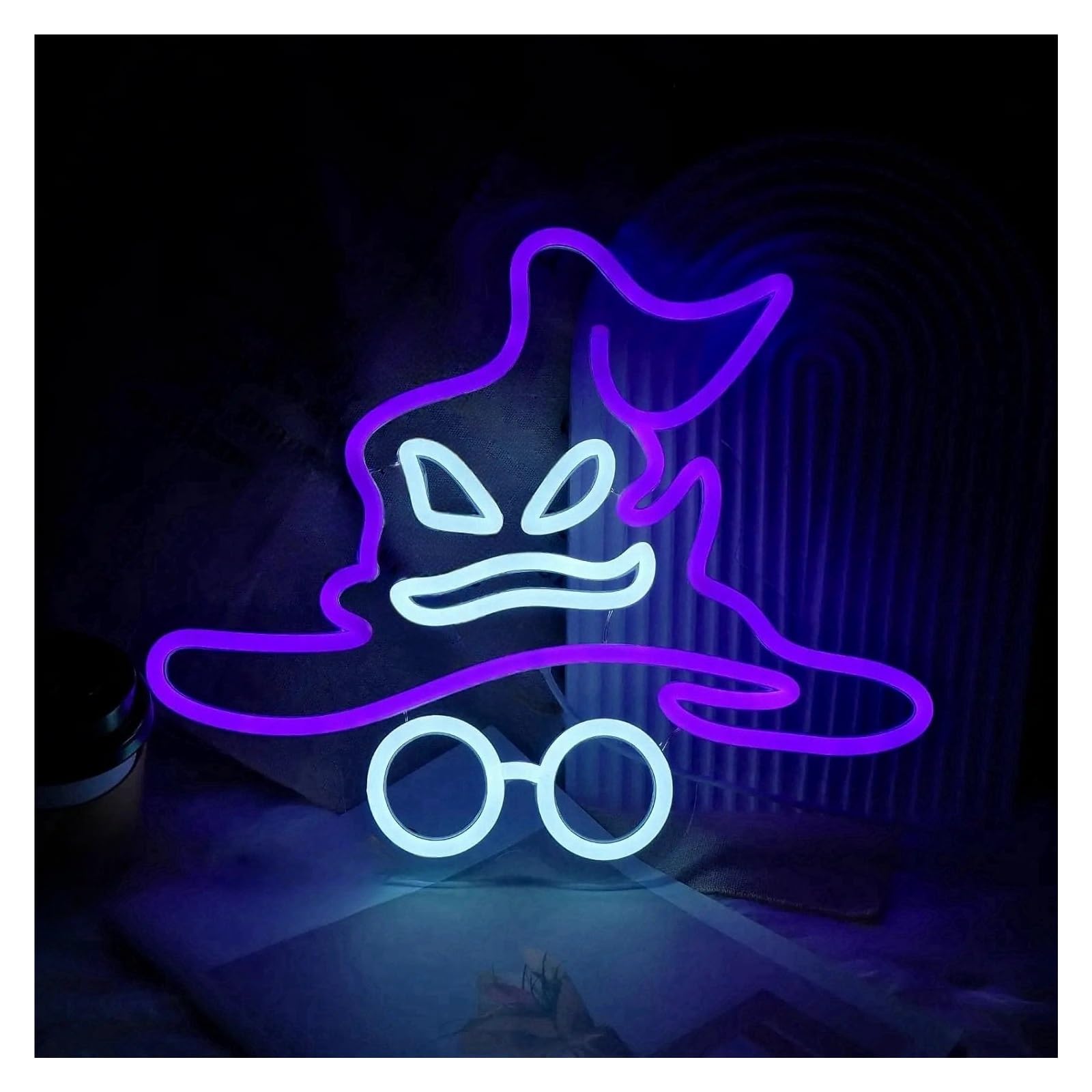 SHOUXI Sign Lamp Wizard Hat Neon Signs USB Powered Hat Neon Lights, Suitable for Window Hanging Decor 29.5cmx36cm