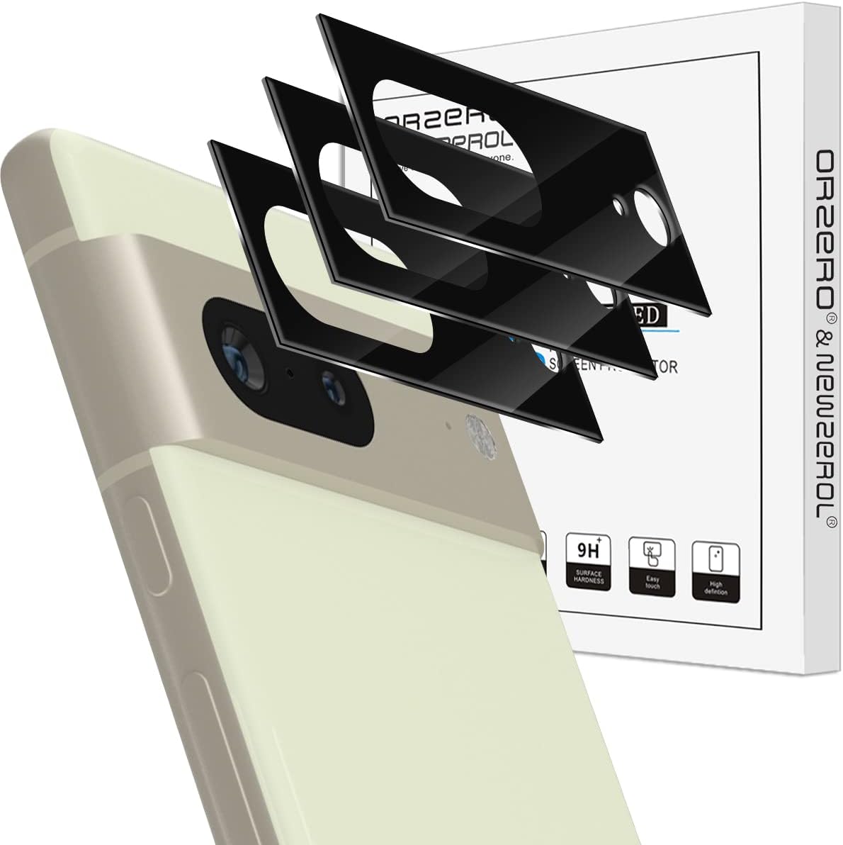 Orzero (3 Pack) Camera Lens Protector Compatible for Google Pixel 7 6.3-inch, Protector de Cámera Tempered Glass 9 Hardness HD Anti-Scratch Case Friendly Does not Affect Night Shots