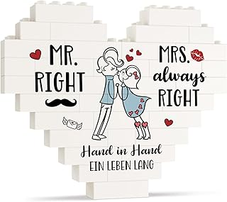 Encoink Geschenk Valentinstag für Ihn und Sie, Hochzeitsgeschenke für Brautpaar – Mr und Mrs Herz Deko, Jahrestag Geschenk für Ihn Sie, Verlobungsgeschenk, Paar Geschenke für frisch Verheiratete