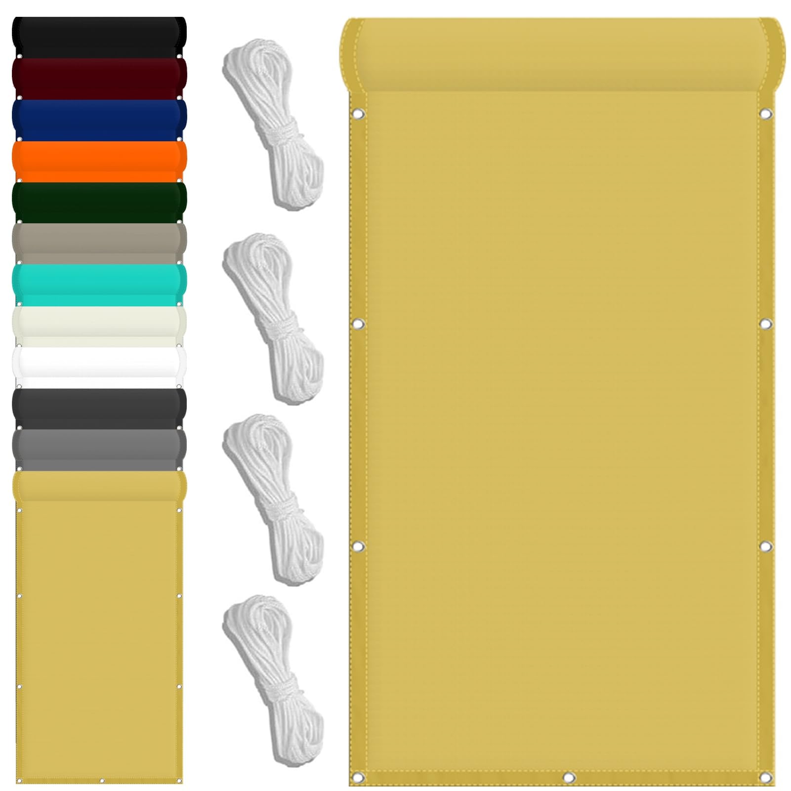 Patio Shade Sail 55 x 100 cm(22 x 39inch) Waterproof Sun Shade Sail Square 98% UV Block with Free Rope & Fixing Kit Garden Patio Party Sun Shades, Cream Color