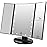 Flymiro Tri-fold Lighted Vanity Makeup Mirror with 3x/2x Magnification,21 LEDs Light and Touch Screen,180 Degree Free Rotation Countertop Cosmetic Mirror,Travel (Black)