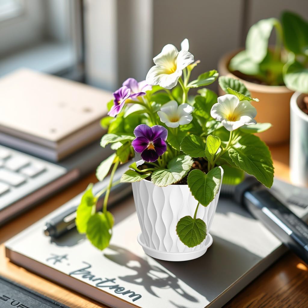 16 Pack 4 Inch Plastic Planter Pots with Tray, Heavy Duty Indoor Outdoor Planter Pots with 48 Drainage Holes for Herbs, Succulents, Seedlings, Flowers Durable and Lightweight White - Image 4