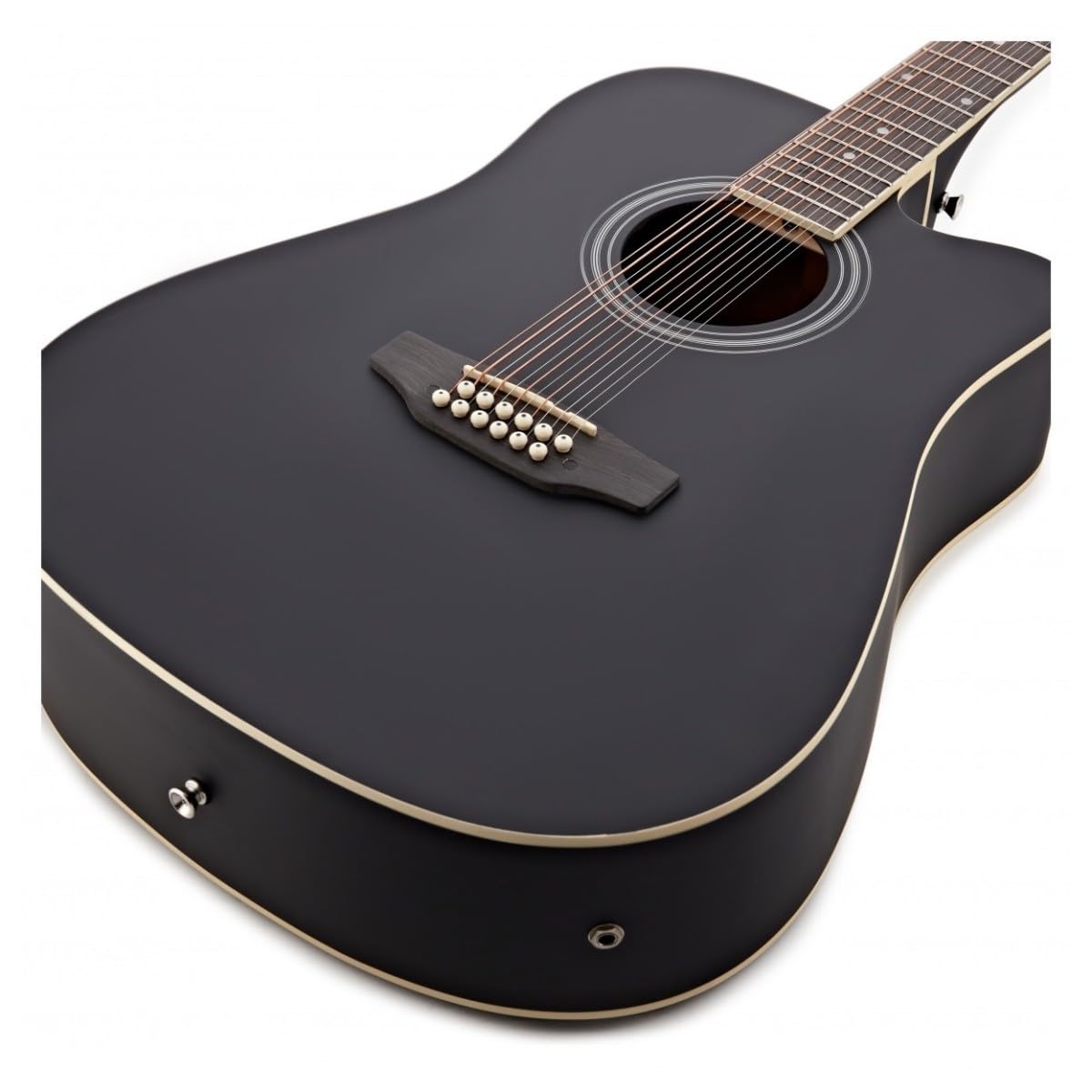 Kit Chitarra Elettroacustica 12 Corde Nera con Ampli | Preamplificatore completo con EQ 3 bande e controllo presenza, per principianti e suonatori esperti