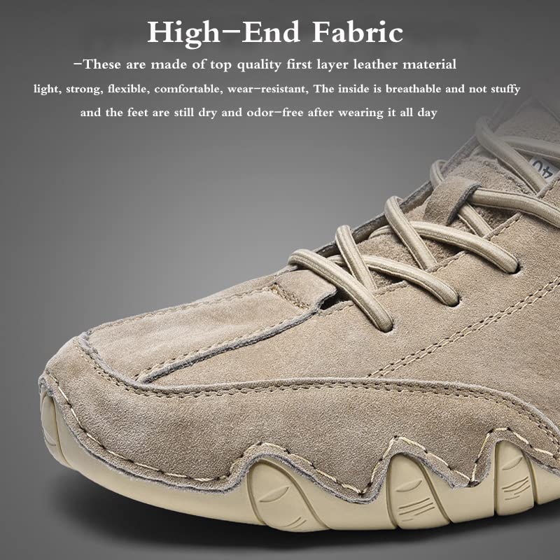 Dimleen Mens Italian Handmade Suede High Boots Casual Adjustable Easy Slip-on Sneakers Non-Slip Breathable Leather Walk Chukka Bootie (Gray Velvet,13,13)2