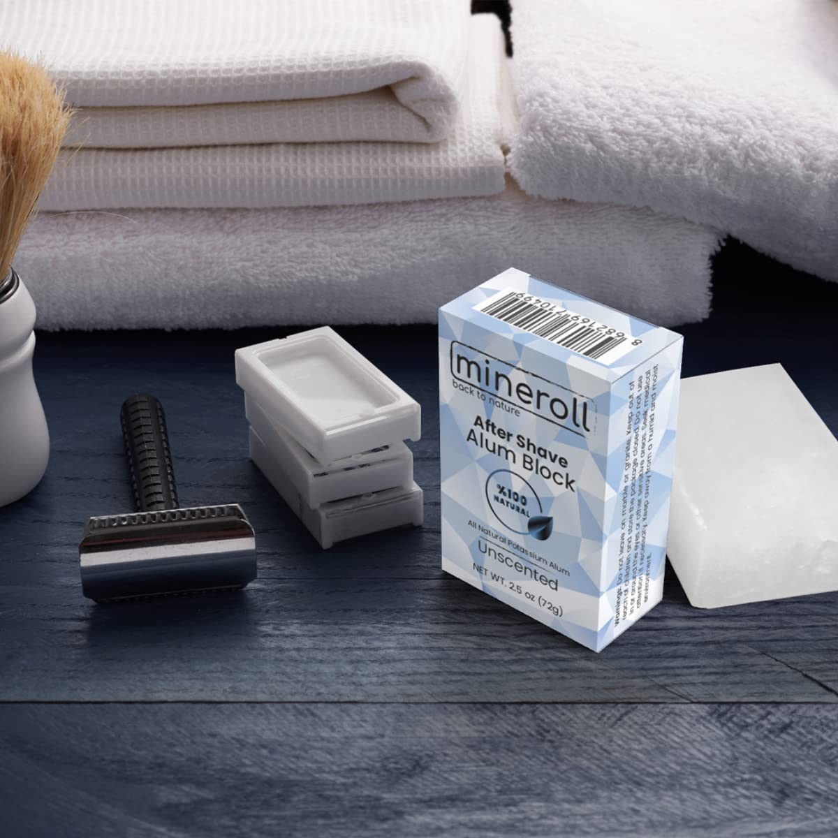 Bloque De Alumbre Para Después Del Afeitado, Piedra De Alumbre Completamente Natural, Calmante De La Piel Astringente, Barra De Alumbre Para El Vello Encarnado, Sin Perfume, 2.5 oz