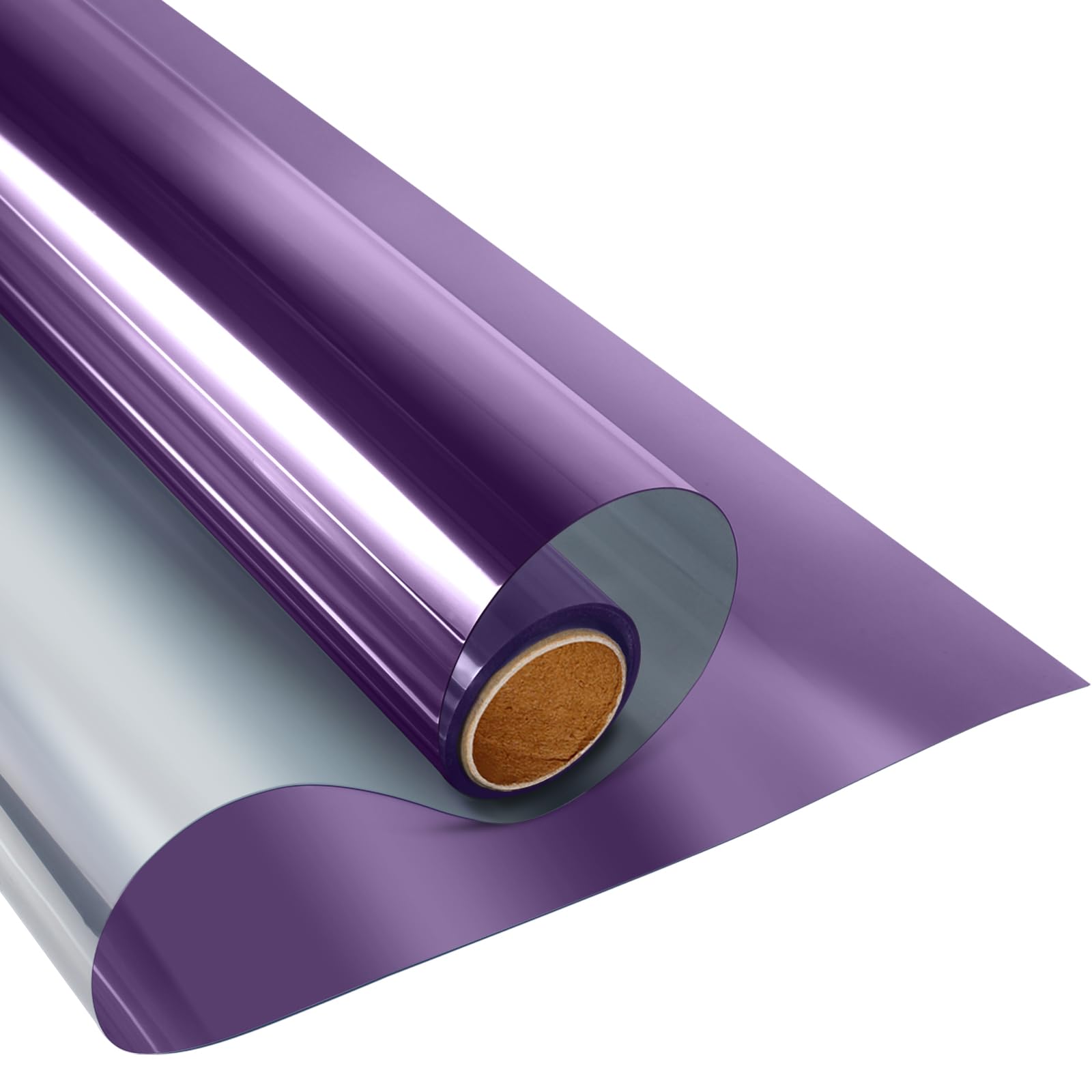 KESPEN Window Privacy Film One Way Daytime Privacy Static Cling Sun Blocking Anti UV Reflective Window Tint for Home and Office, Purple-Silver, 17.5