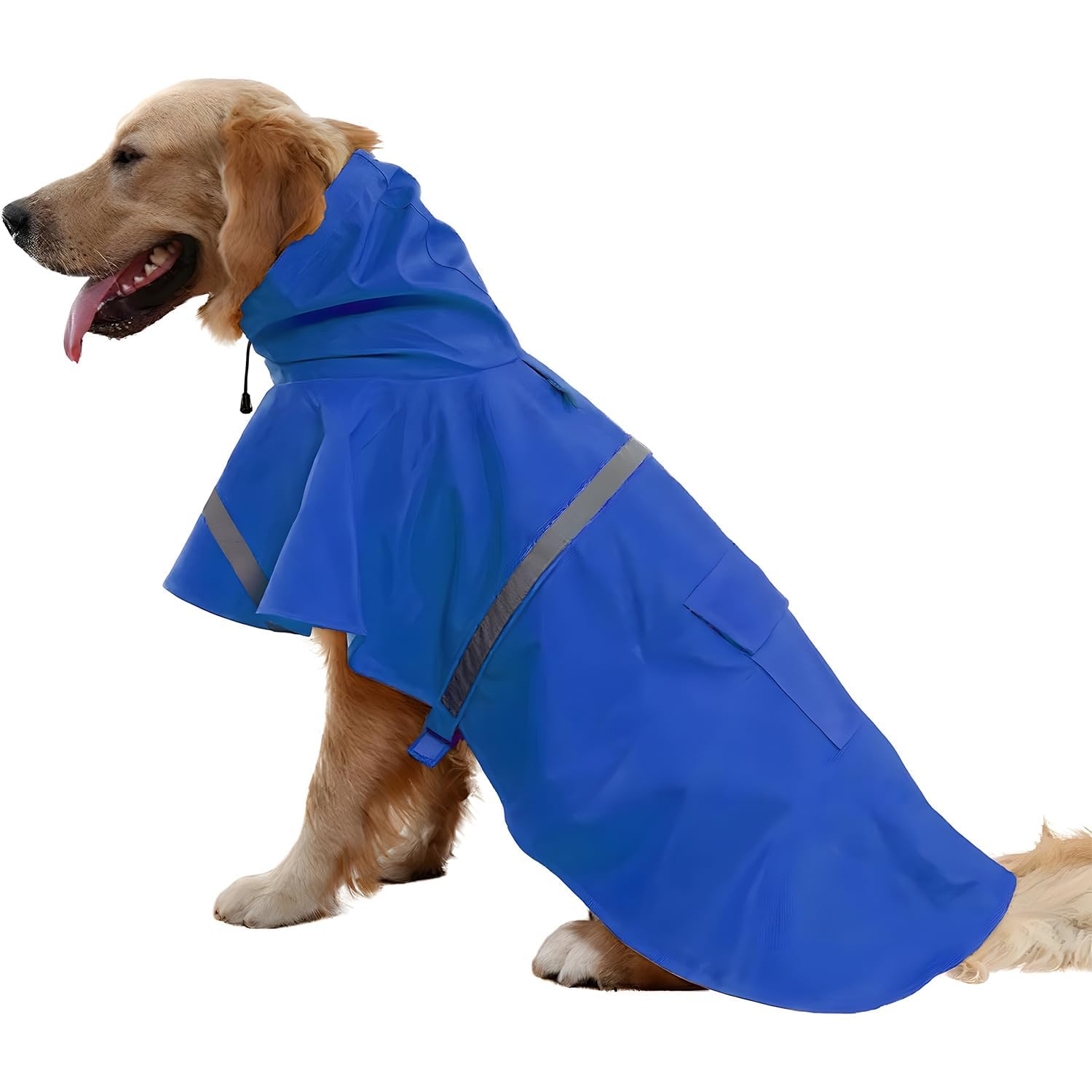 Manteau de pluie pour chien bleu M avec bande réfléchissante et capuche