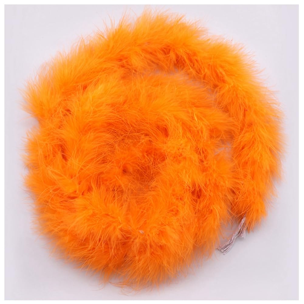 Egurs 2 Yards 16 Gram Feather Boa Fluffy Feathers Strips for DIY Crafting Sewing Wedding Party Decoration Orange