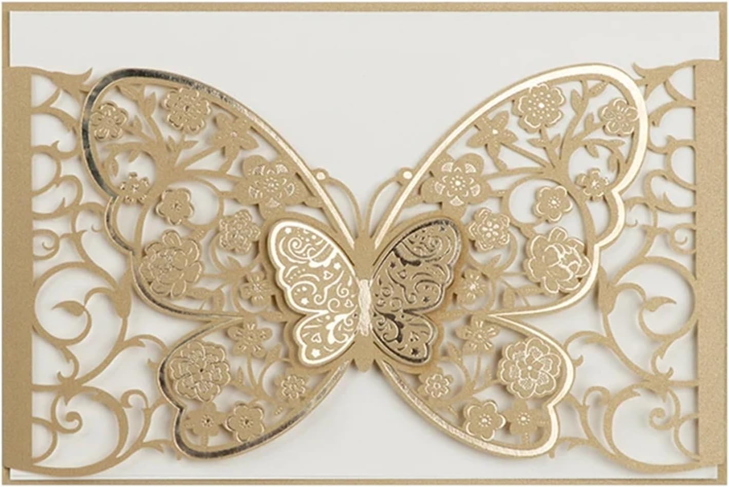 Delicate romantic wedding party invitation card DI Card 50 pieces butterfly, envelopes, party postcard, business greeting card, engagement, wedding decoration invitation(White)