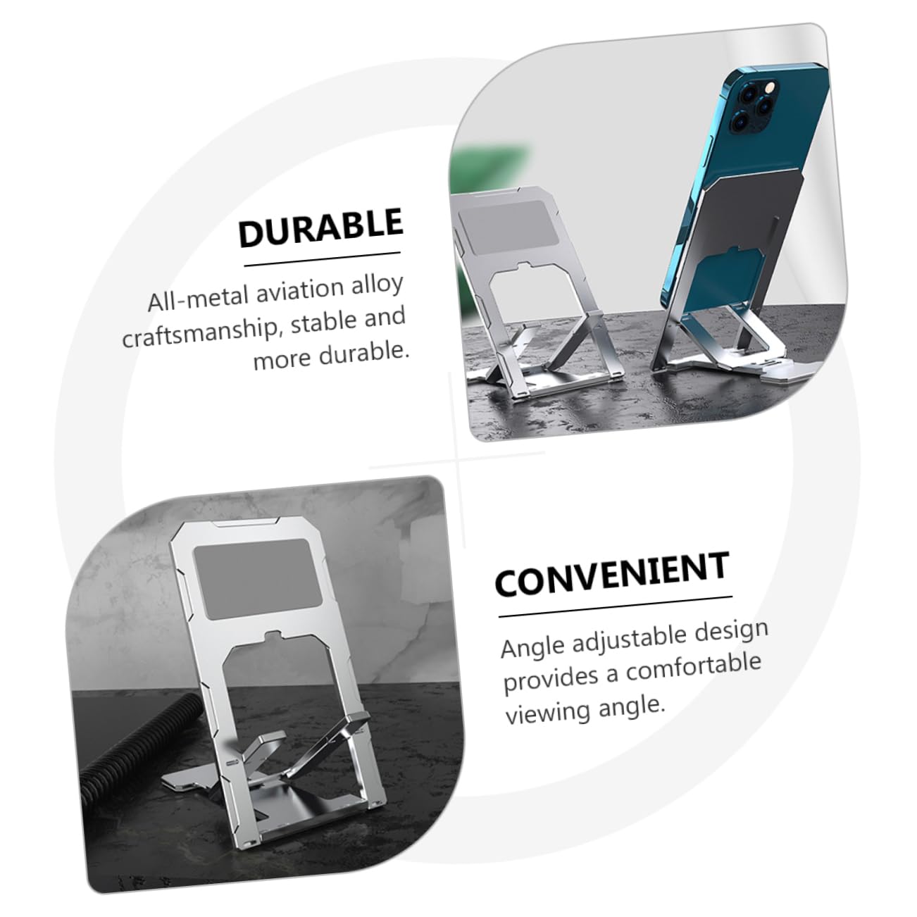Soporte para Teléfono y Tableta De Aleación De Aluminio Soporte Ajustable para Teléfono De Escritorio para Tableta Accesorios para para Coche o Oficina