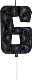 DERVENTA Large Birthday Candle Number 3D Bubble Style 3.7 inch Party Celebration Anniversary Decoration Cake Topper 1 Piece (Black, Number 6)