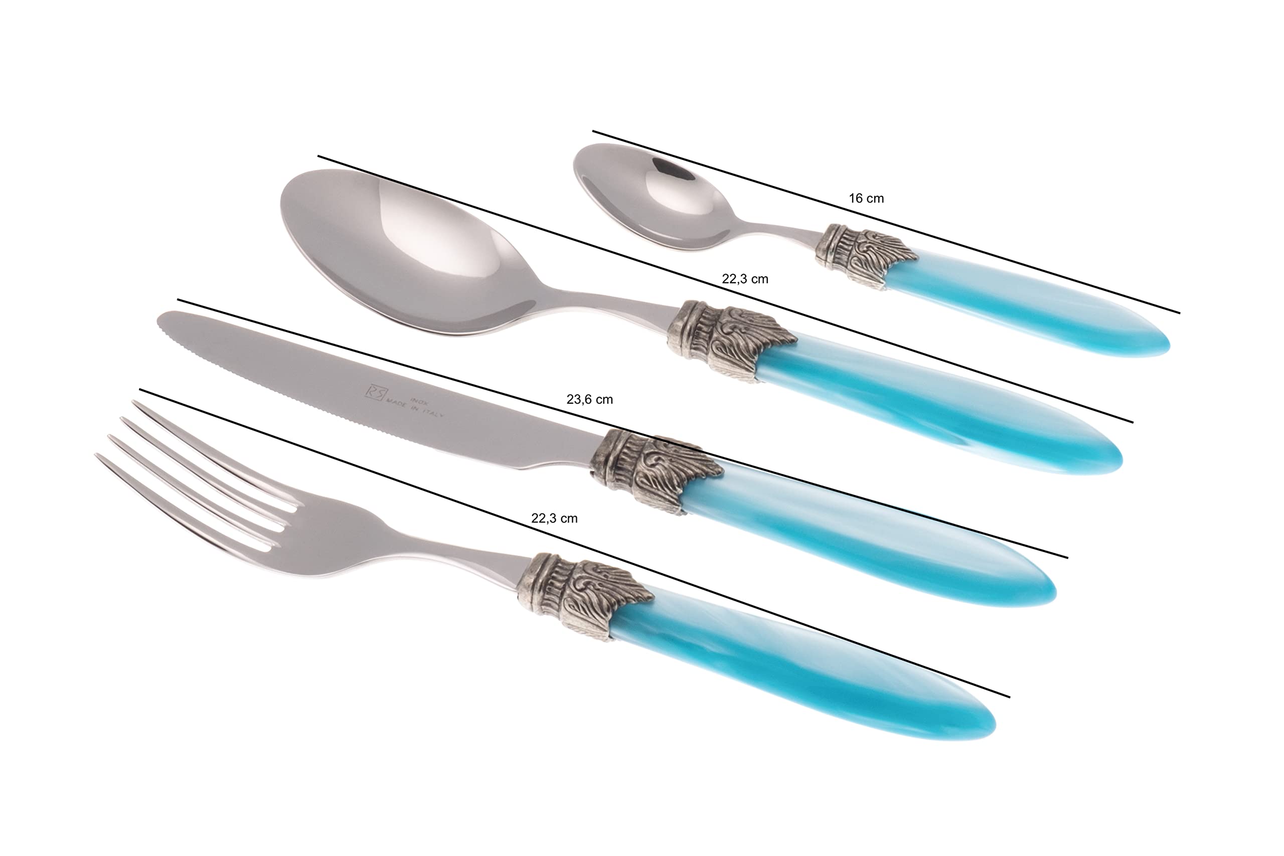 Set 6 Forchette Da Tavola Rivadossi Sandro – Acciaio 18/10, Turchese, Made In Italy