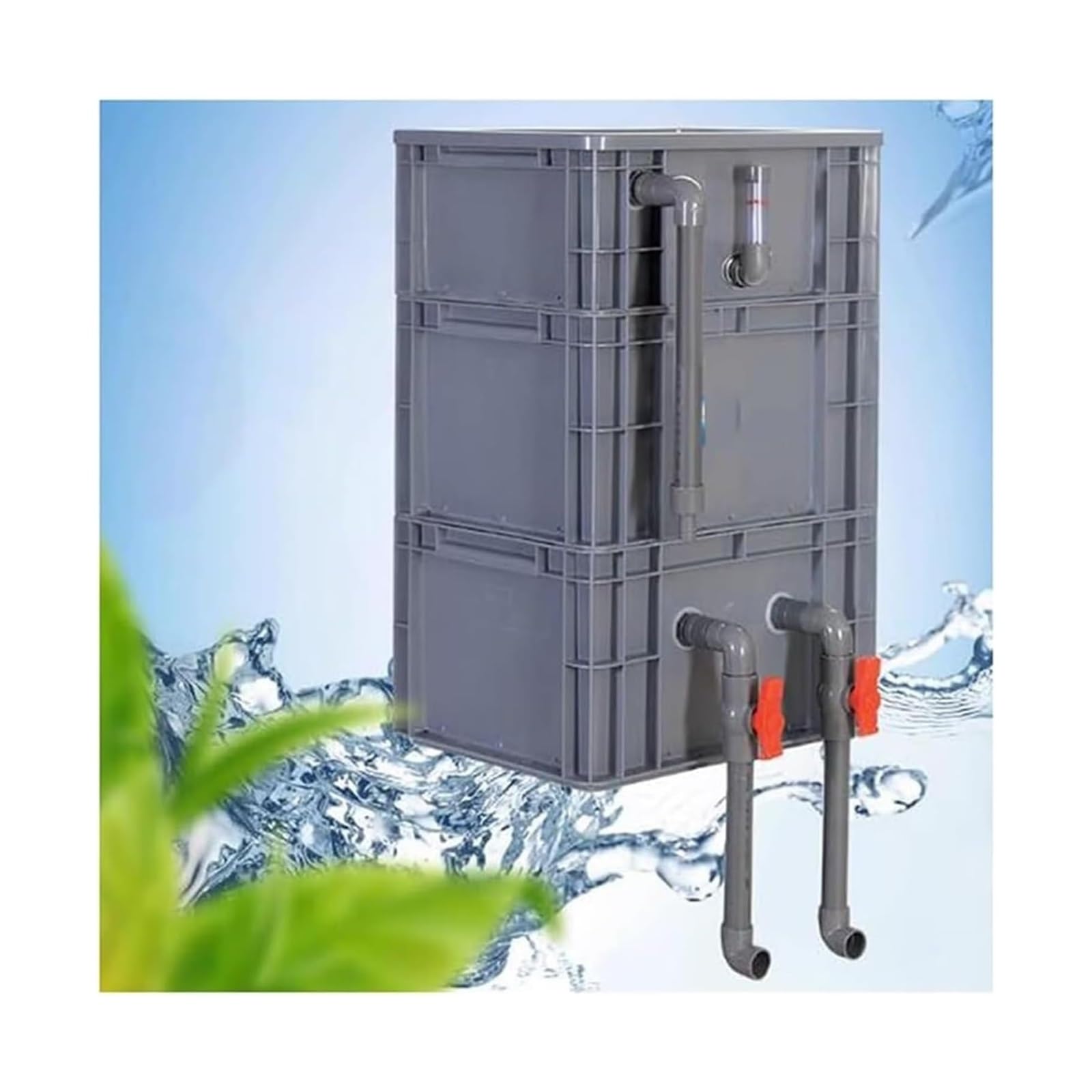 Cassa filtro per acquario, Filtro for acquario, ciclo dell'acqua sospeso, flusso regolabile, senza pompa, grigio, dimensioni multiple(40x30x65cm)