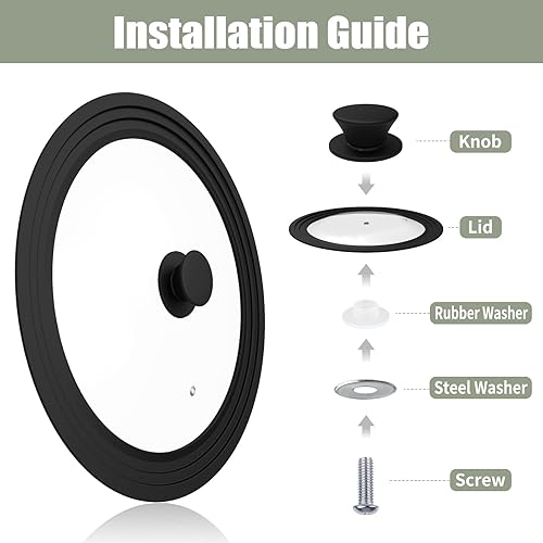 Miniatura 10 de Macetas, sartenes y sartenes universales de vidrio templado ventilado, se adapta a utensilios de cocina de 10 pulgadas, 11 pulgadas, 12 pulgadas,