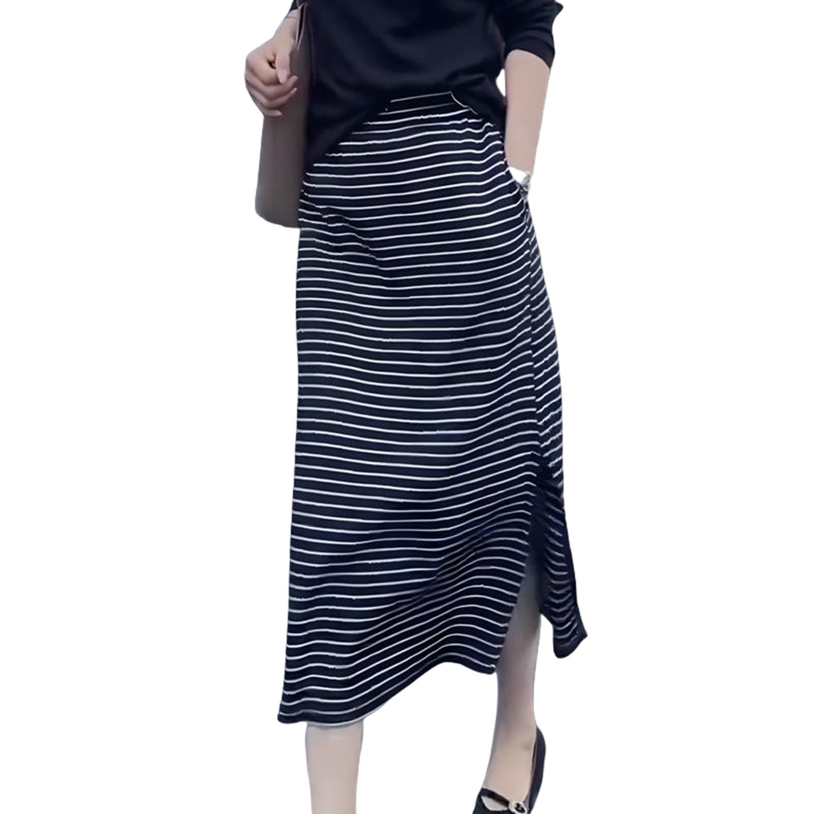 Spódnice damskie w dużych rozmiarach styl wiosna i lato, prosta wygodna w kratkę, dopasowana moda-czarny-2xl