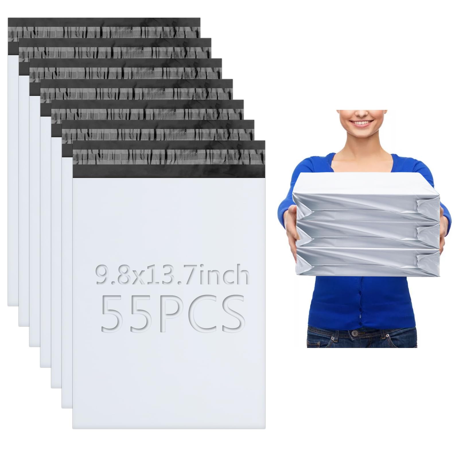 XRXYMQ 55 Pcs Parcel Bags 9.84"×13.78" (25 × 35 cm) Postage Bags Grey Mailing Bag Waterproof Shipping Bag Tear-Proof Self-Seal Vinted Shipping for Postage Delivery Parcels Clothes