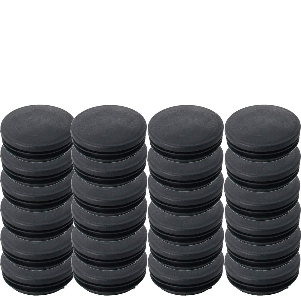 MroMax 70mm Dia Plastic Tubing Plug Round Post End Caps for Handrail Stair Newel Guardrail Tube Black 24Pcs