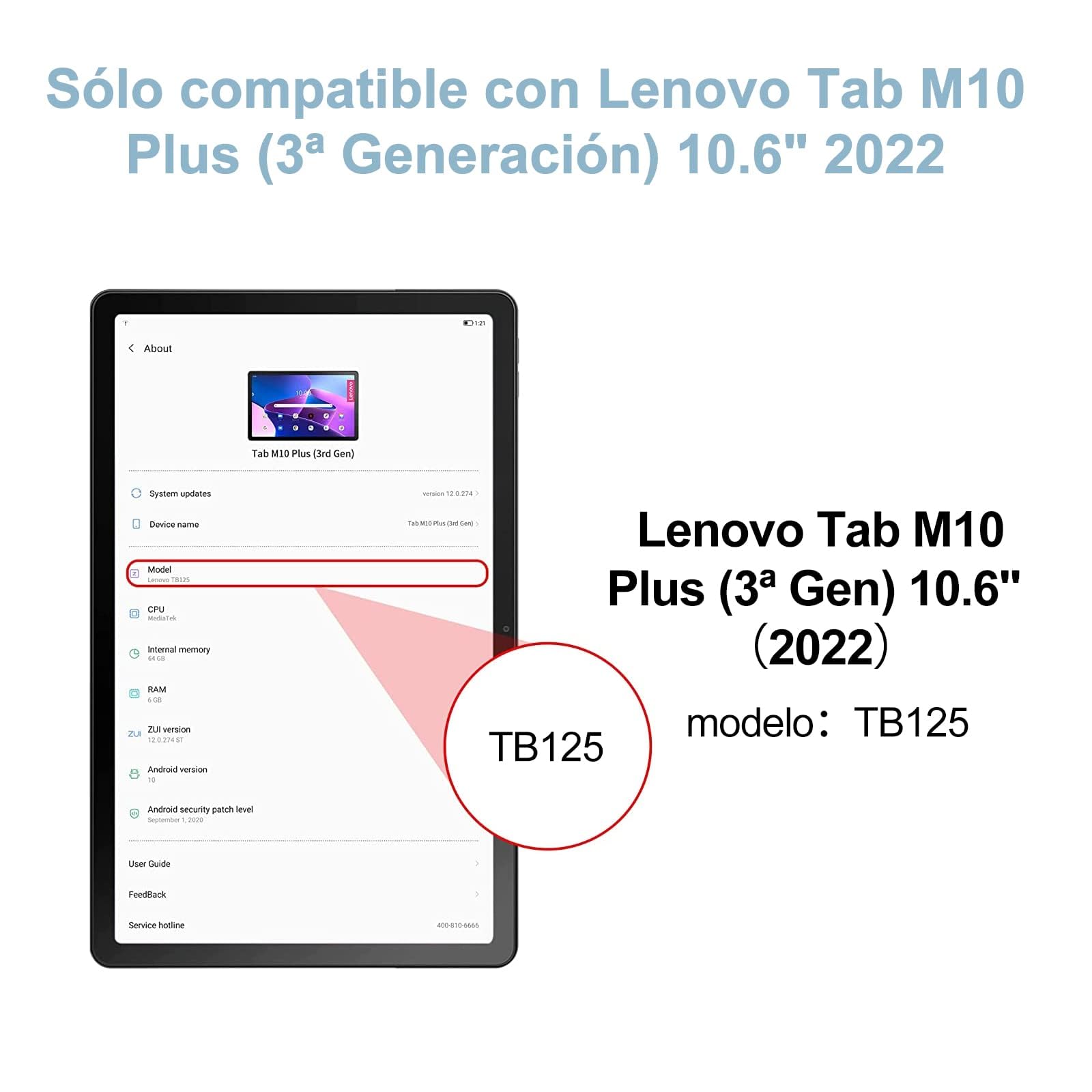 IVEOPPE Teclado para Lenovo Tab M10 Plus 3rd Gen, Funda Teclado Español Ñ Inalámbrico Magnético Desmontable para Lenovo Tab M10 Plus 3rd Gen, 10.61" 2022, Azul Cielo