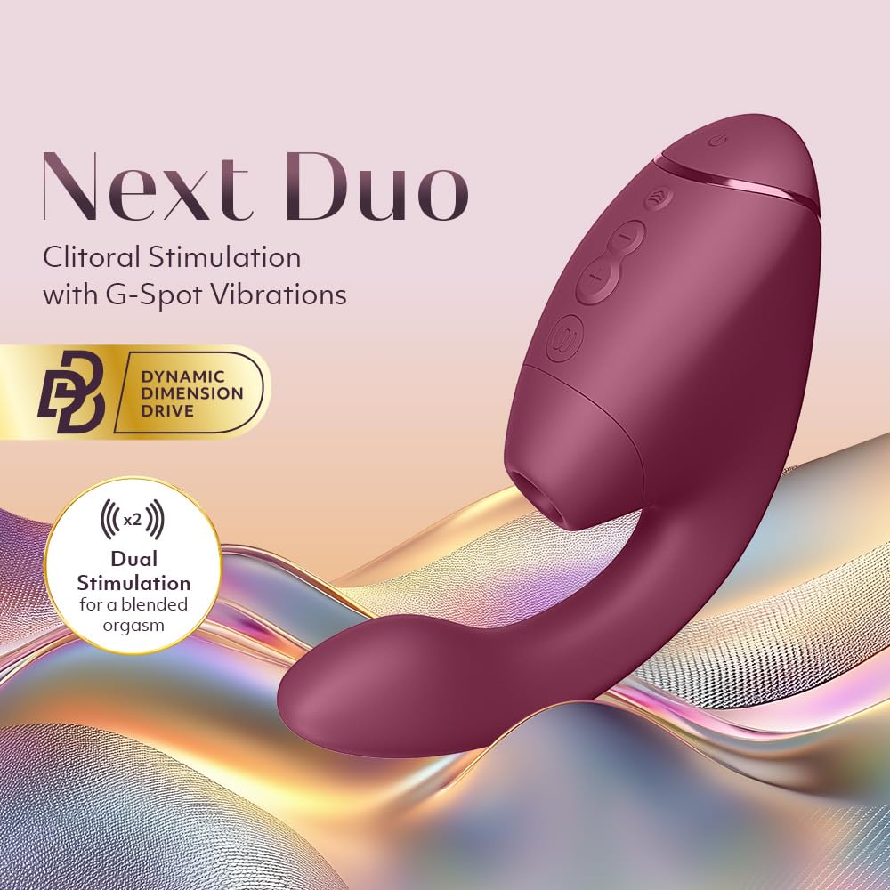Womanizer Next Duo Vibratore Rabbit per Donna con 14 Modalità di Vibrazione e Aspirazione | Doppio Motore per Stimolazione del Clitoride e del Punto G | Sex Toy Silenzioso in Silicone | Rosa