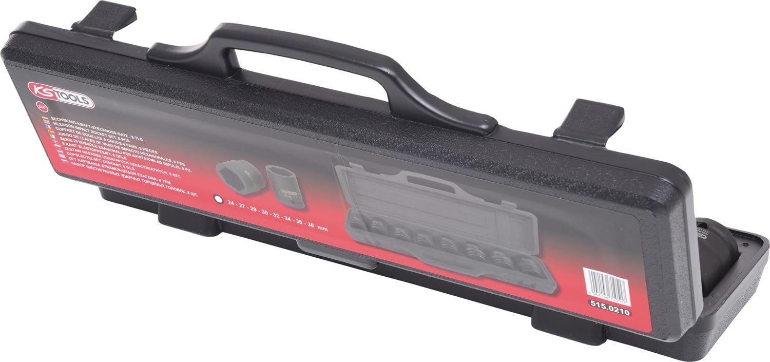 KS Tools 515.0210 3/4" Serie di bussole esagonali p.avvitatori ad impulsi,8pz, 24-38mm