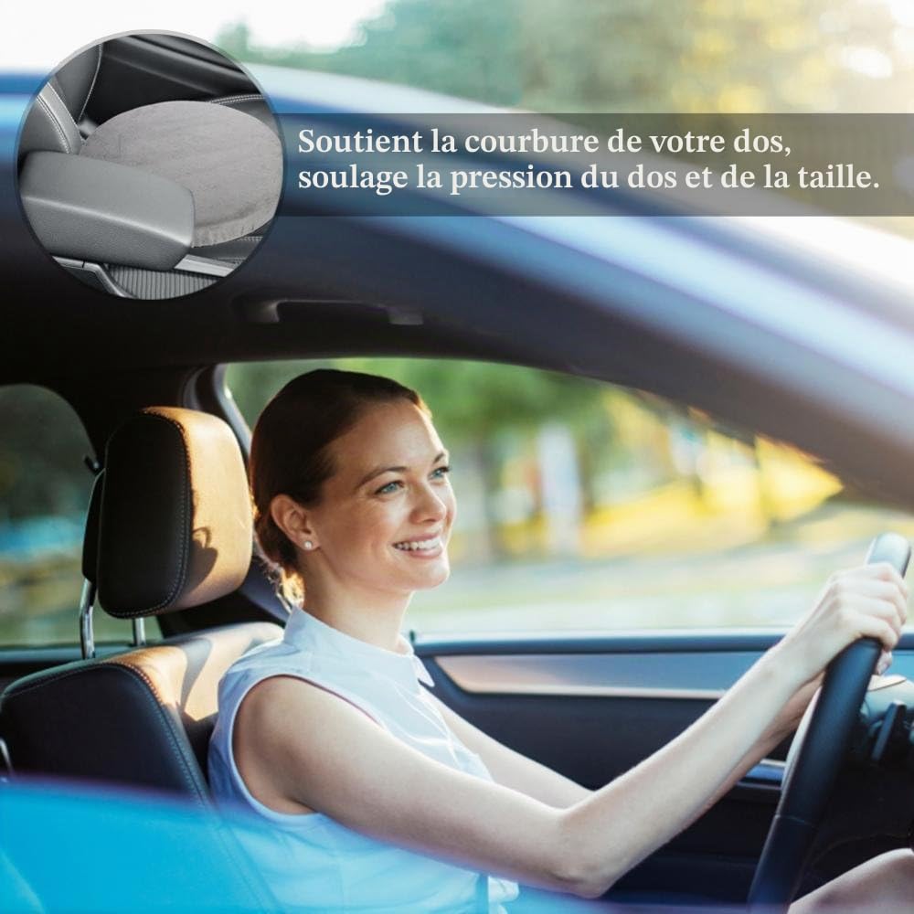 Coussin de Chaise Bureau Rotatif 360° Confort Antidérapant Usage Domestique Voiture Ergonomique Mousse Mémoire pour Siège de Bureau et Véhicule