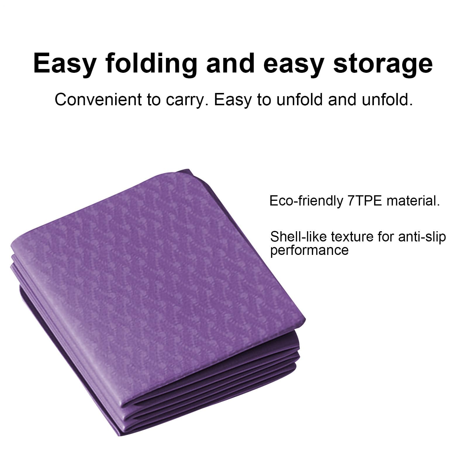 Esterilla de yoga portátil, almohadilla de ejercicio de 6 mm de grosor para fitness, tapete plegable resistente al desgarro con bolsa de almacenamiento para viajes, al aire libre, estudio y