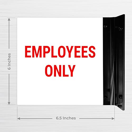 Miniatura 6 de Letrero de proyección de solo empleados, doble cara, 6 x 6 pulgadas, ACM, con accesorio negro satinado, fabricado en Estados Unidos