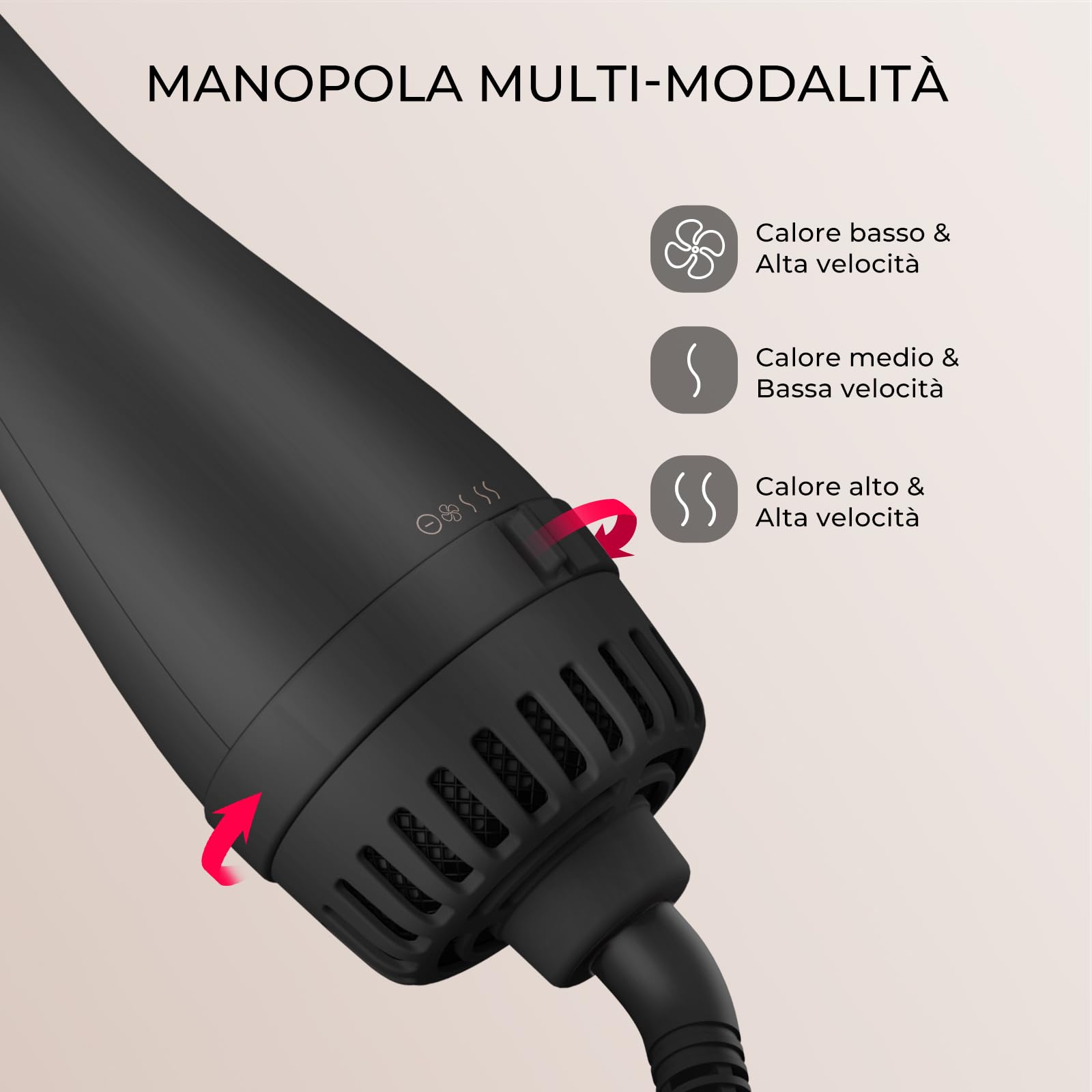 TYMO Spazzola per Asciugacapelli - One Step Asciugacapelli e Volumizzante, Spazzola ad Aria Calda 4 in 1 con Ioni, per Asciugare, Lisciare, Arricciare e Dare Volume, 3 Temperature, Oro