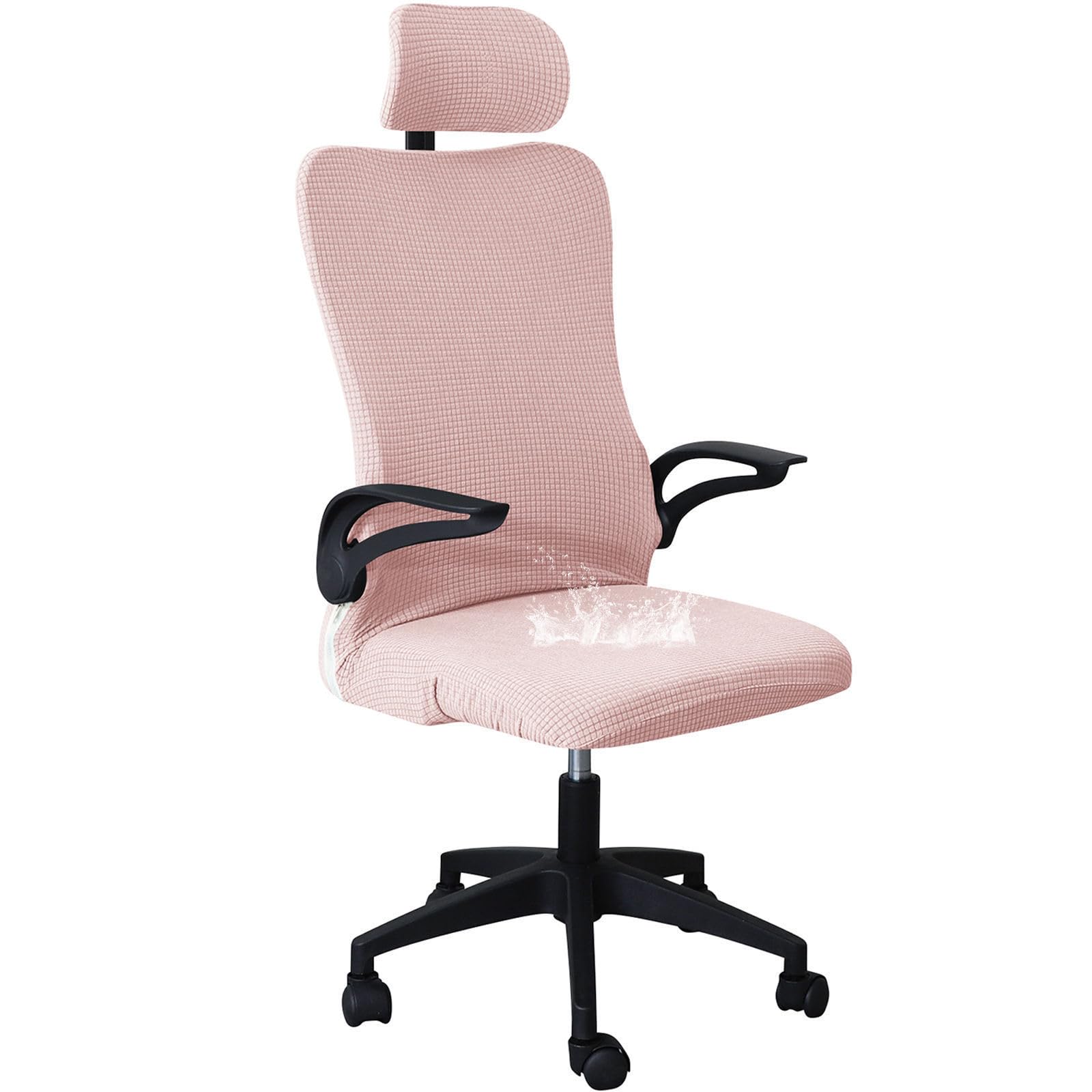 CLGTY Stretch Ergonomic Office Chair Cover with Headrest Cover-pink