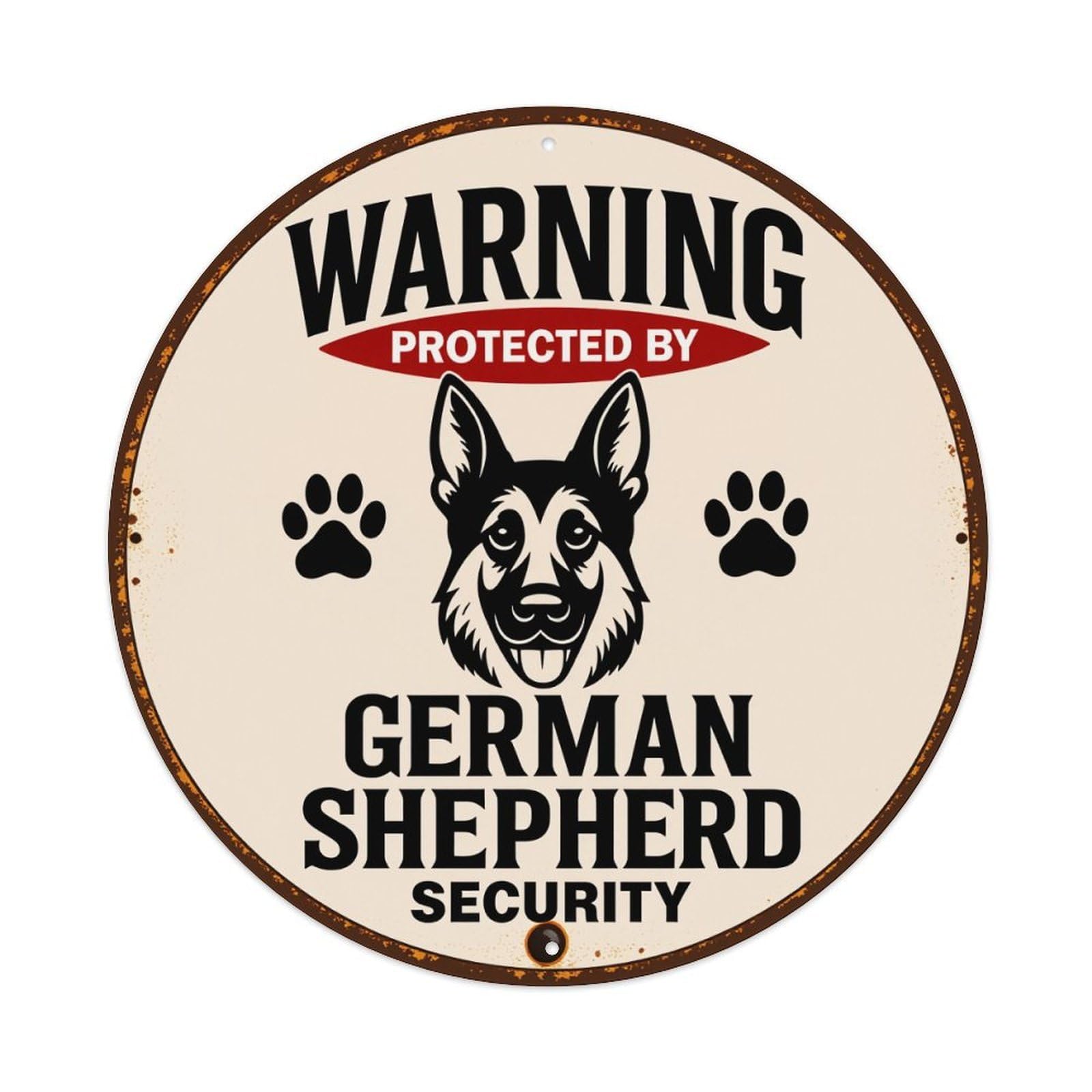 Warning Protected By German Shepherd Security Tin Sign Vintage Style Home Bar Garden Wall Plaque Decor Metal Poster 8x12 Inch