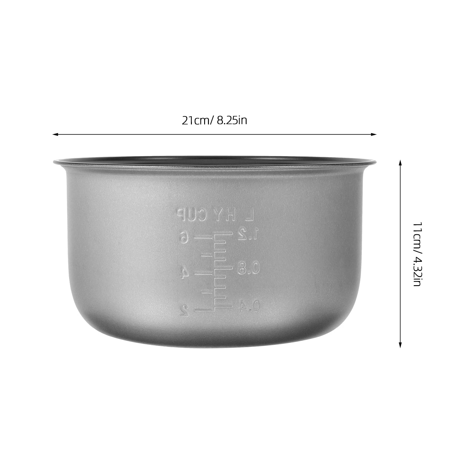 Hemoton 3L Rice Cooker Liner Cooking Inner Pot Replace, Nonstick Rice Cooker Inner Pot Aluminum Pressure Cooker Rice Cooker Electric Cooker Accessory(Silver, 8.25