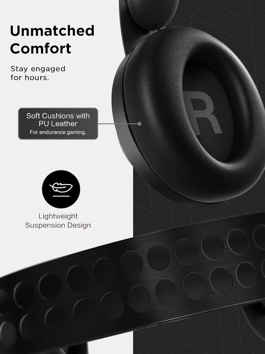 Lenovo Legion H500 PRO 7.1 Surround Sound Gaming Headset, Noise-Cancelling Mic, Memory Foam & PU Leather Earcups, Stainless Steel Headband, PC, PS4, Xbox One, Nintendo Switch, GXD0T69864, Black