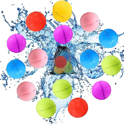 SOPPYCID Tonoviviy Reusable Water Balloons, Refillable Water Balloons for Kids and Adults, Summer Pool Toys(15PCS)