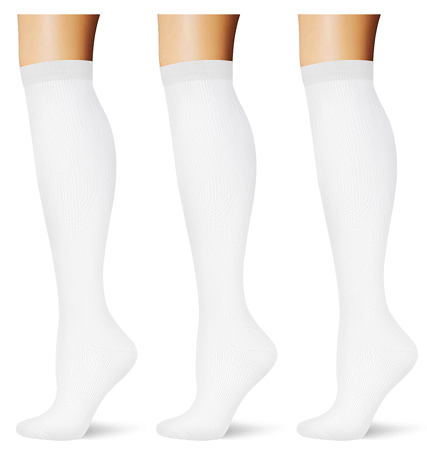 (3 pairs) Compression Socks 20-30 mmHg Long Knee High Socks for Women Men Support Athletic Travel Daily Wear