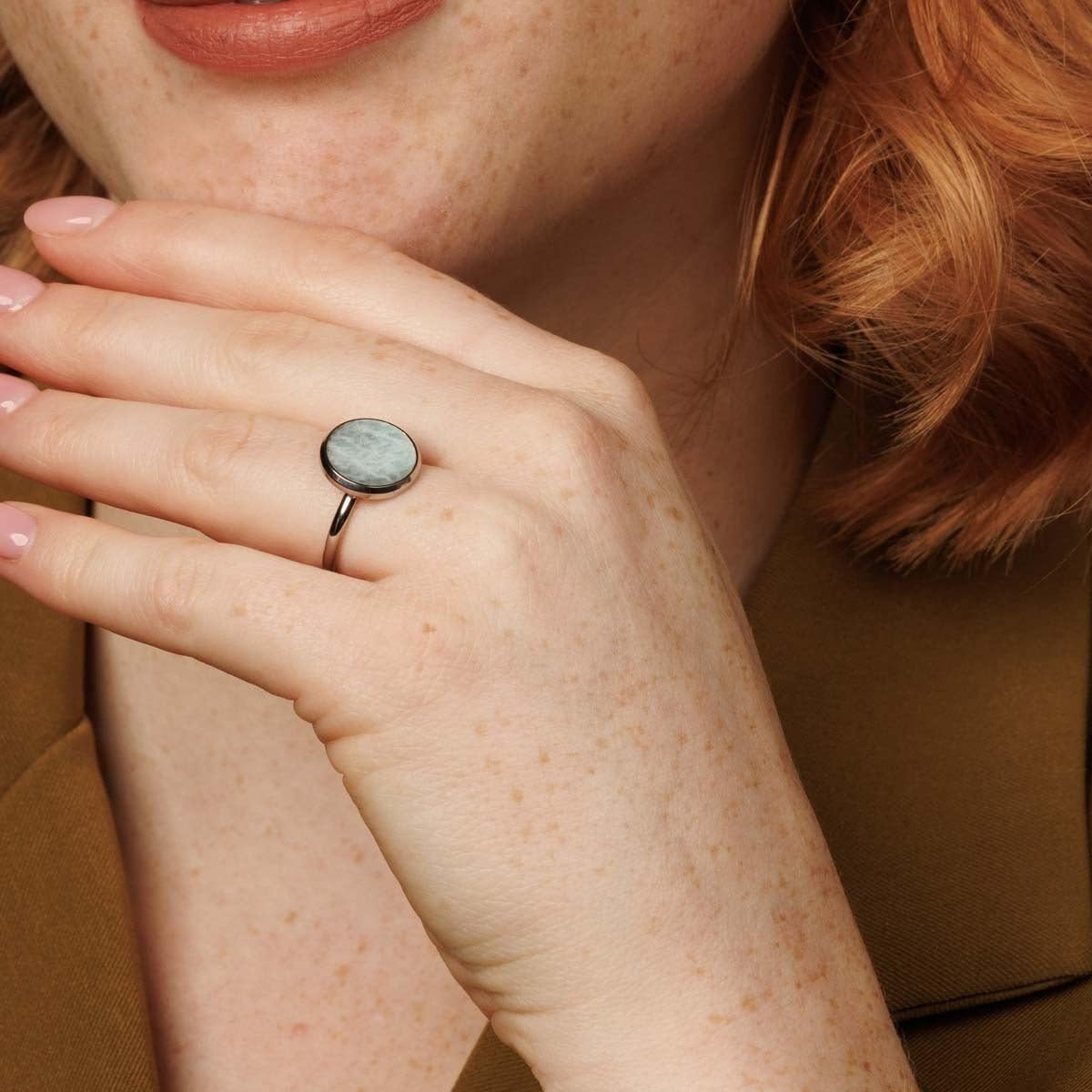My Bendel Abgerundeter Naturstein-Ring | Erhältlich in Mehreren Farben in Silber & Gold | Einzigartiger Schmuck Für Frauen | Verfärbt Sich Nicht | Mit Luxuriöser Geschenkverpackung