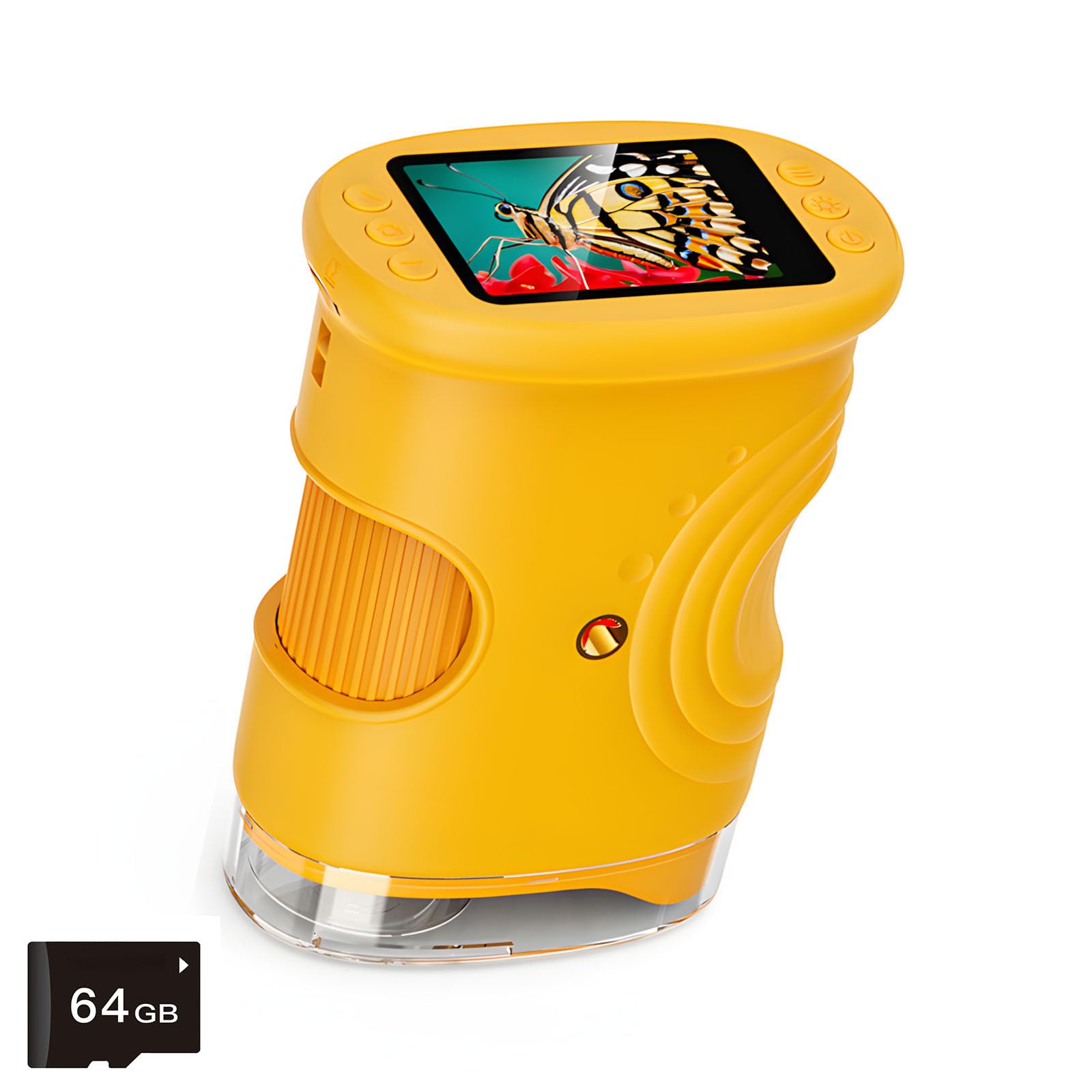 Apglsxy Boys Yellow Science Toy 2Inch Color Screen Digital Microscope For Children Camera Handheld Led Magnifyings Device Kid Microscope Handheld