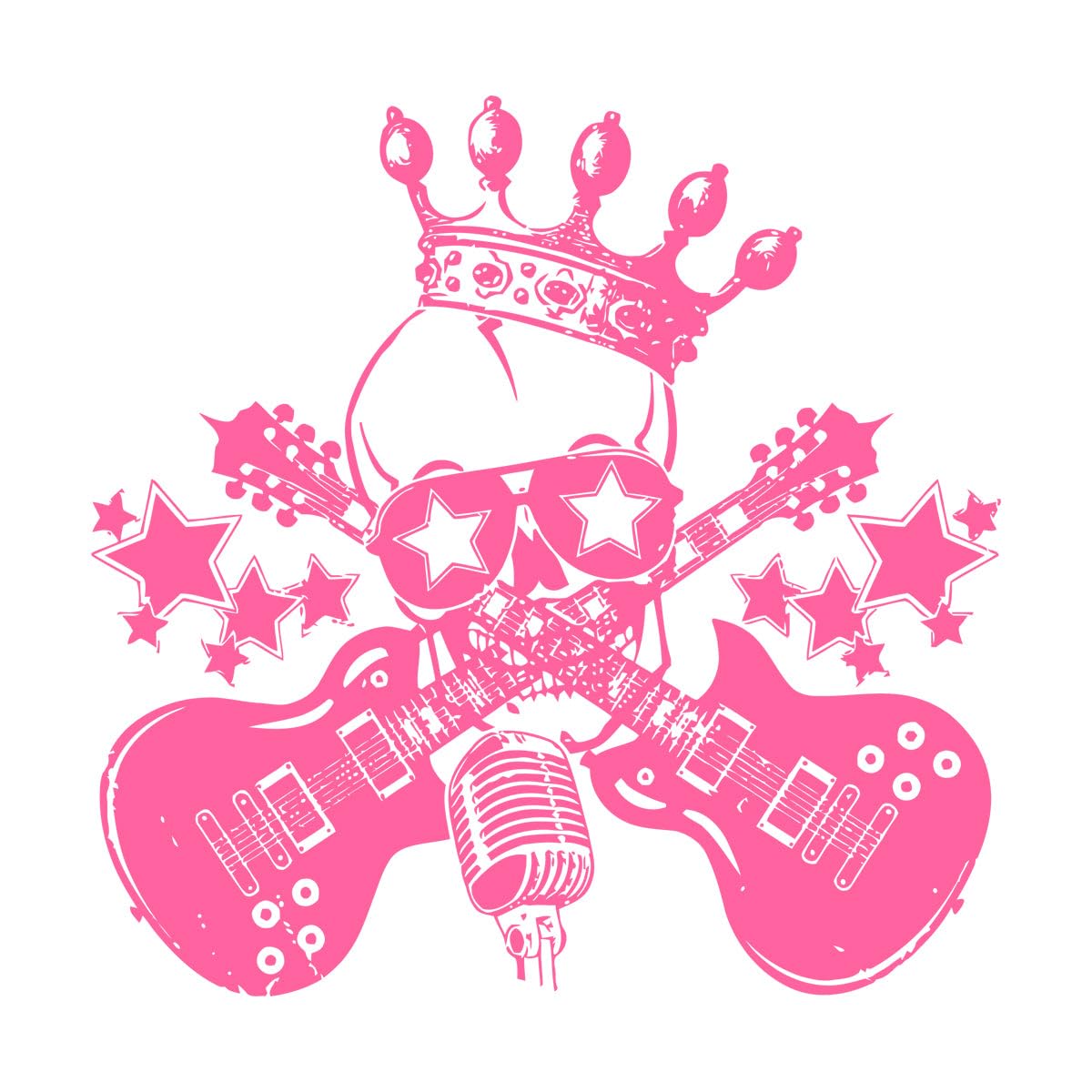 Rock Skull Head Pattern Vinyl Wall Decals Music Guitars Wall Sticker Microphone with Stars Wall Murals Decoration Extra Large - 73x75cm — image 1