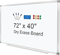 H-Qprobd 72x40 Magnetic Dry Erase Whiteboard Wall Mounted Aluminum Frame with Long Tray for Office School Home