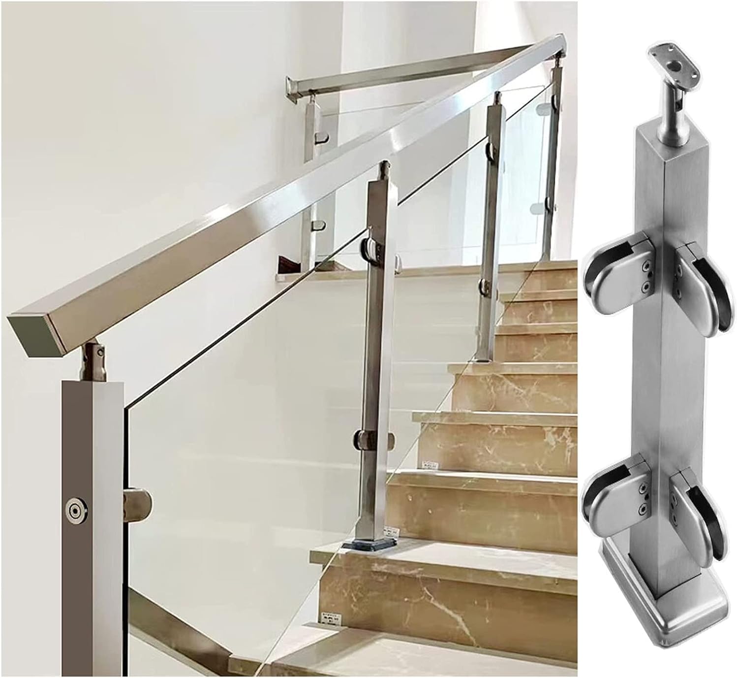 Garde-corps en verre argenté de 41 po pour escalier moderne design