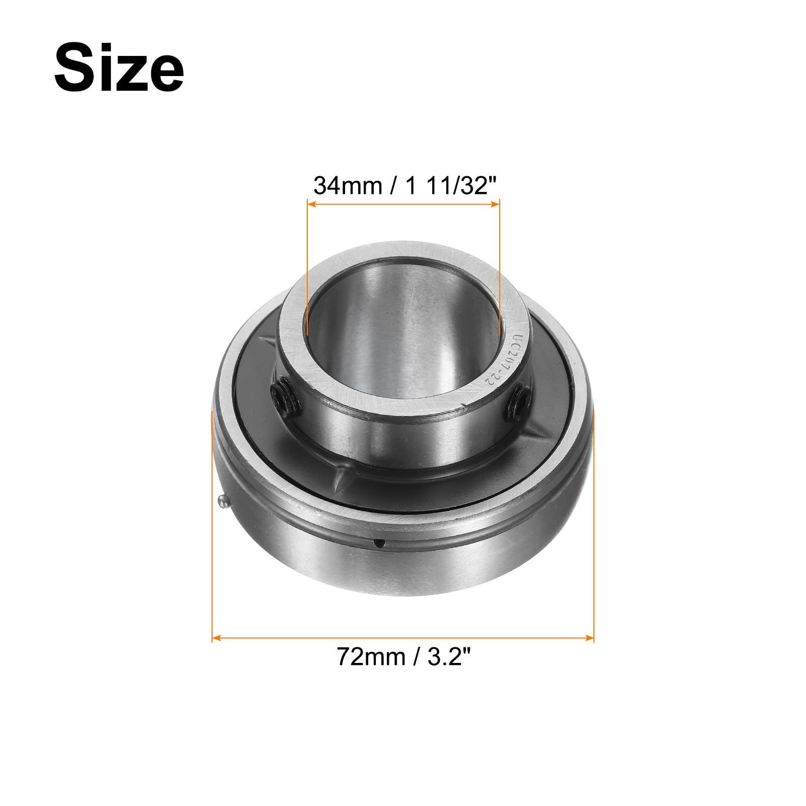 QUARKZMAN 2Pcs UC207-22 Roulements à Semelle 1-3/8" Unités de Roulement de Trou en Acier Chromé (Gcr15) Logement de Roulement Monté en Bride avec Clé