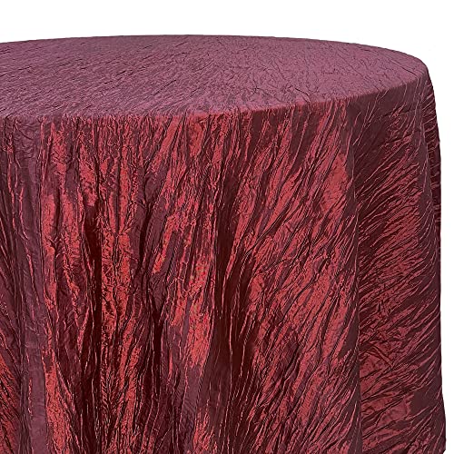 Your Chair Covers - 132 Inch Round Crinkle Taffeta Tablecloth - Burgundy, Crushed Shiny Dining Table Cloth For Wedding Party Birthday Baby Bridal Shower #TOP1