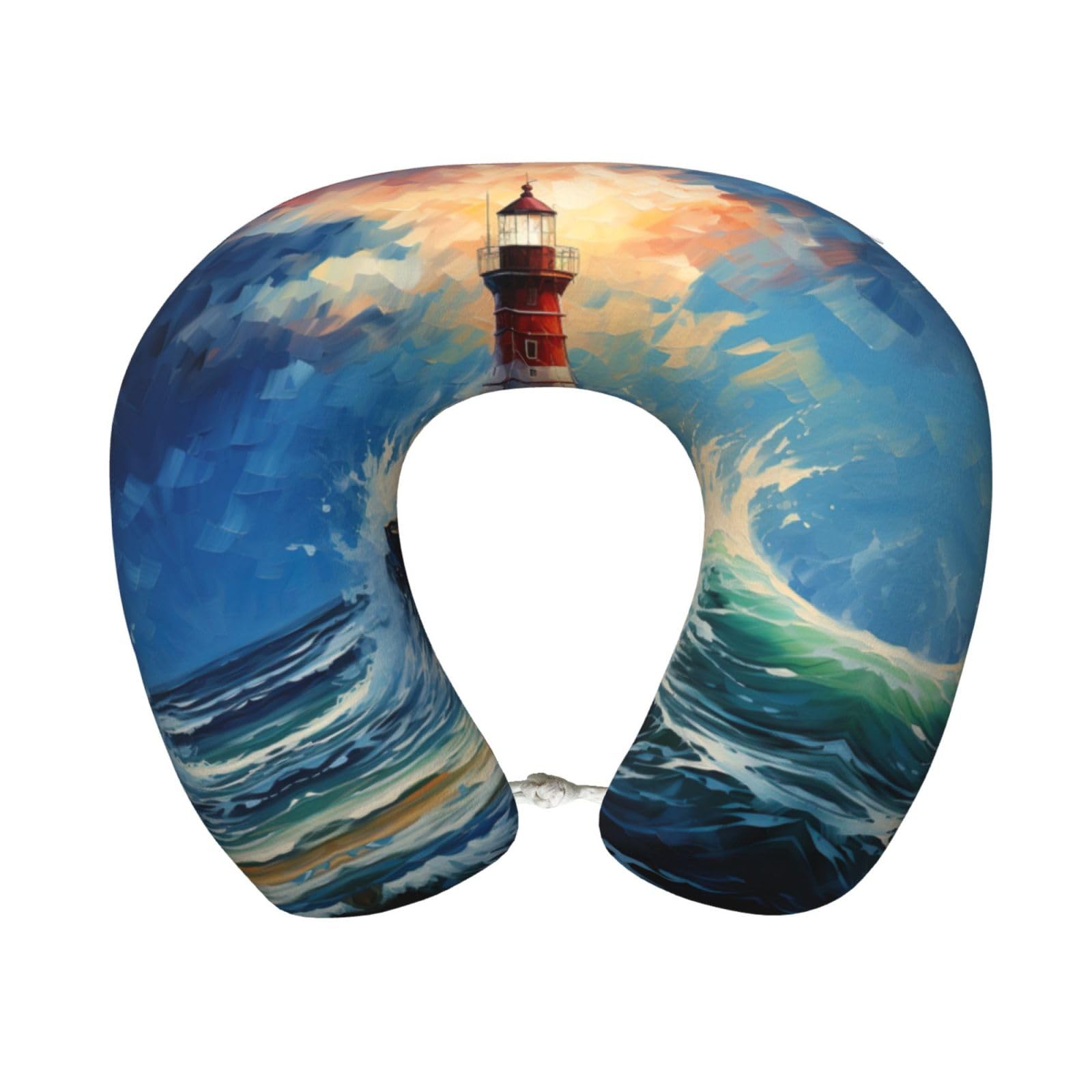 peiyeety Lighthouses Print Custom U-Shaped Pillow,Memory Foam Cervical Neck Travel Pillow,for Home,Camping,Travelling