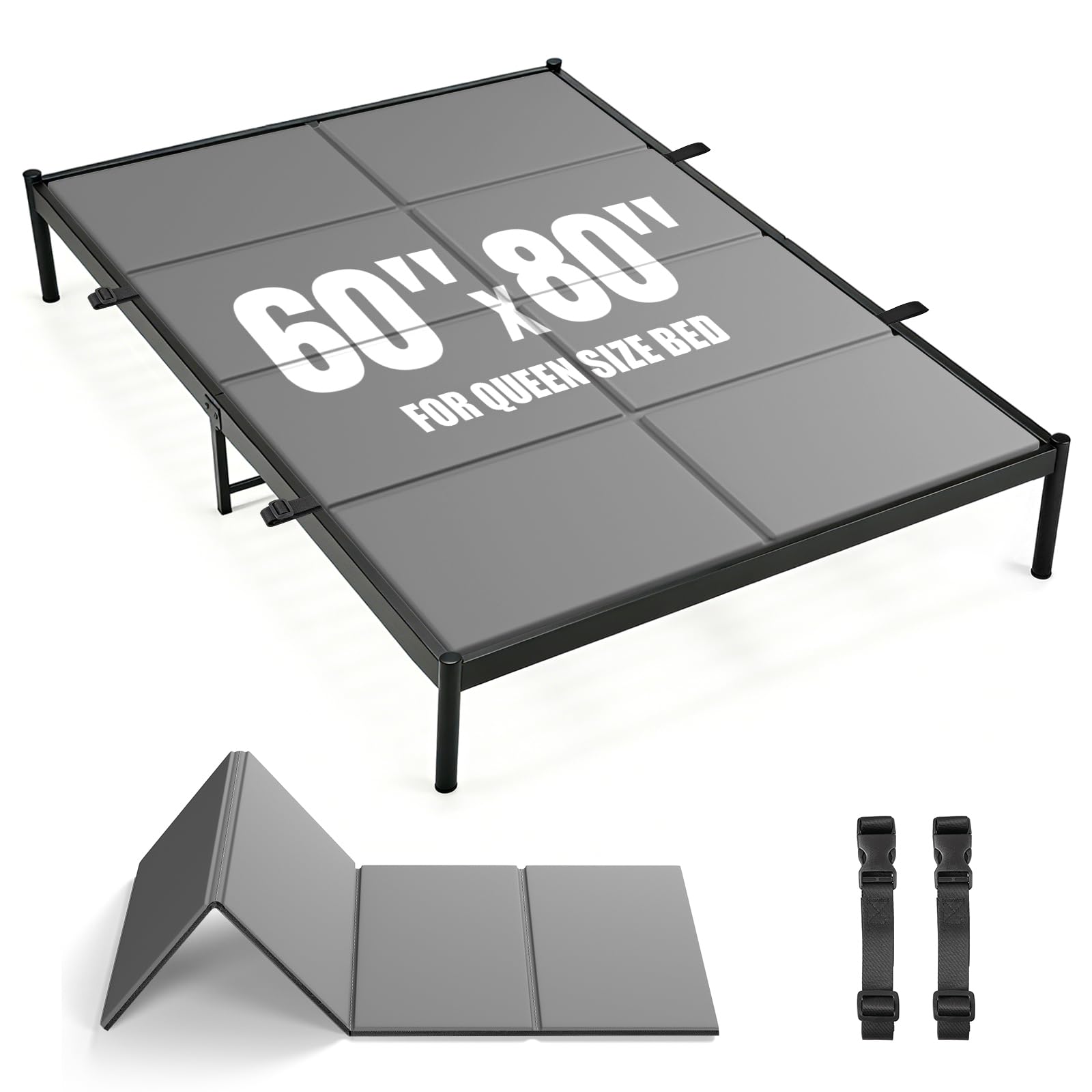 bunkie board queen size (60" x 80") 8mm heavy duty, non-slip breathable mattress support board for slatted & platform bed frames, anti-sag, noise minimizing, moisture resistant