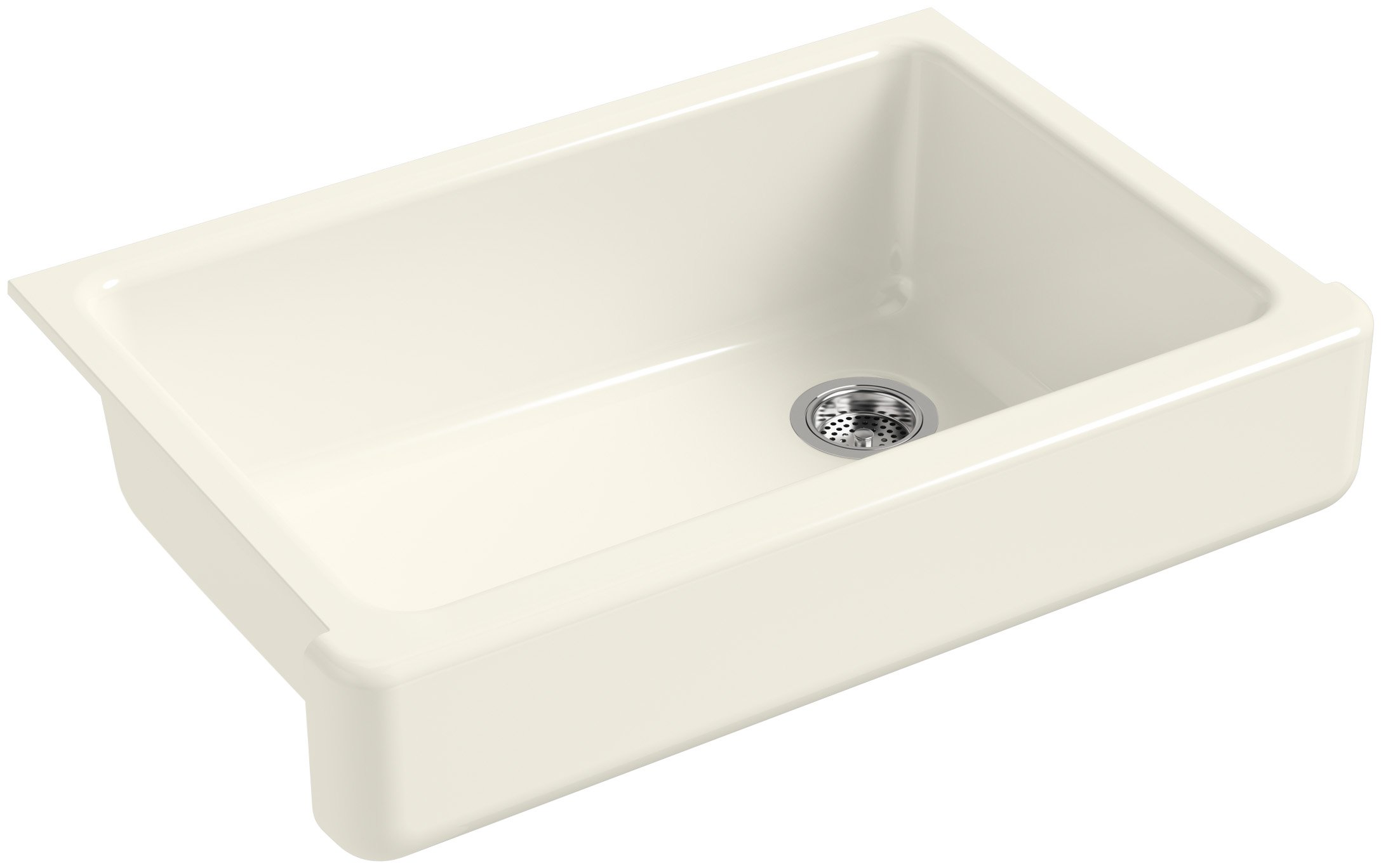 KOHLER K-5826-96 Whitehaven Farmhouse Self-Trimming Undermount Single-Bowl Sink with Short Apron, Biscuit