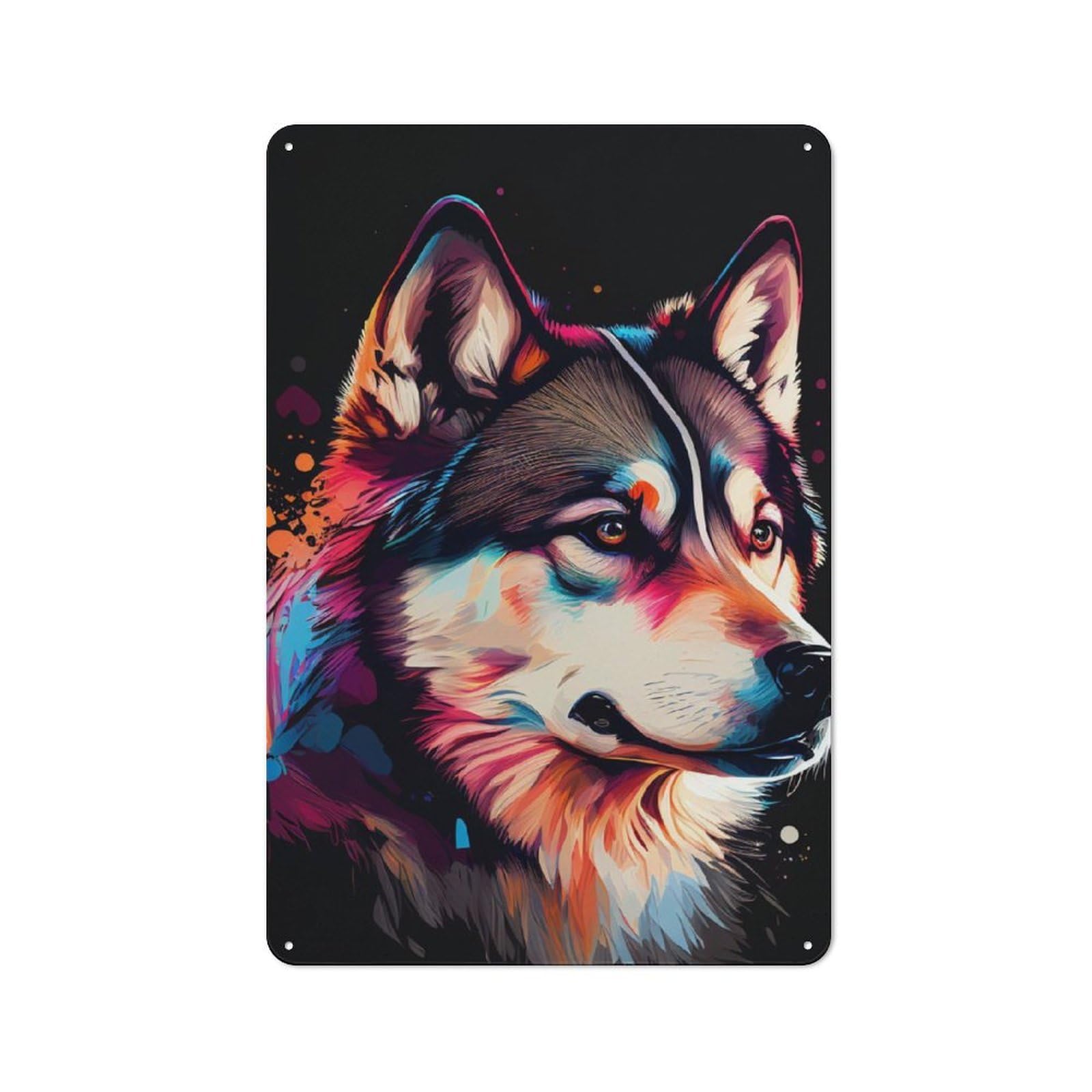 Junmoney Husky Colorful Tin Sign 30X20cm With For Pub Or Café, Rustic Decor, For Kitchen, Dining Room And Home Bar Wall Decor