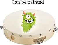 Vista 3 de Tosnail Paquete de 2 panderetas de mano de madera de 8 pulgadas, una hilera, 5 pares de jingles