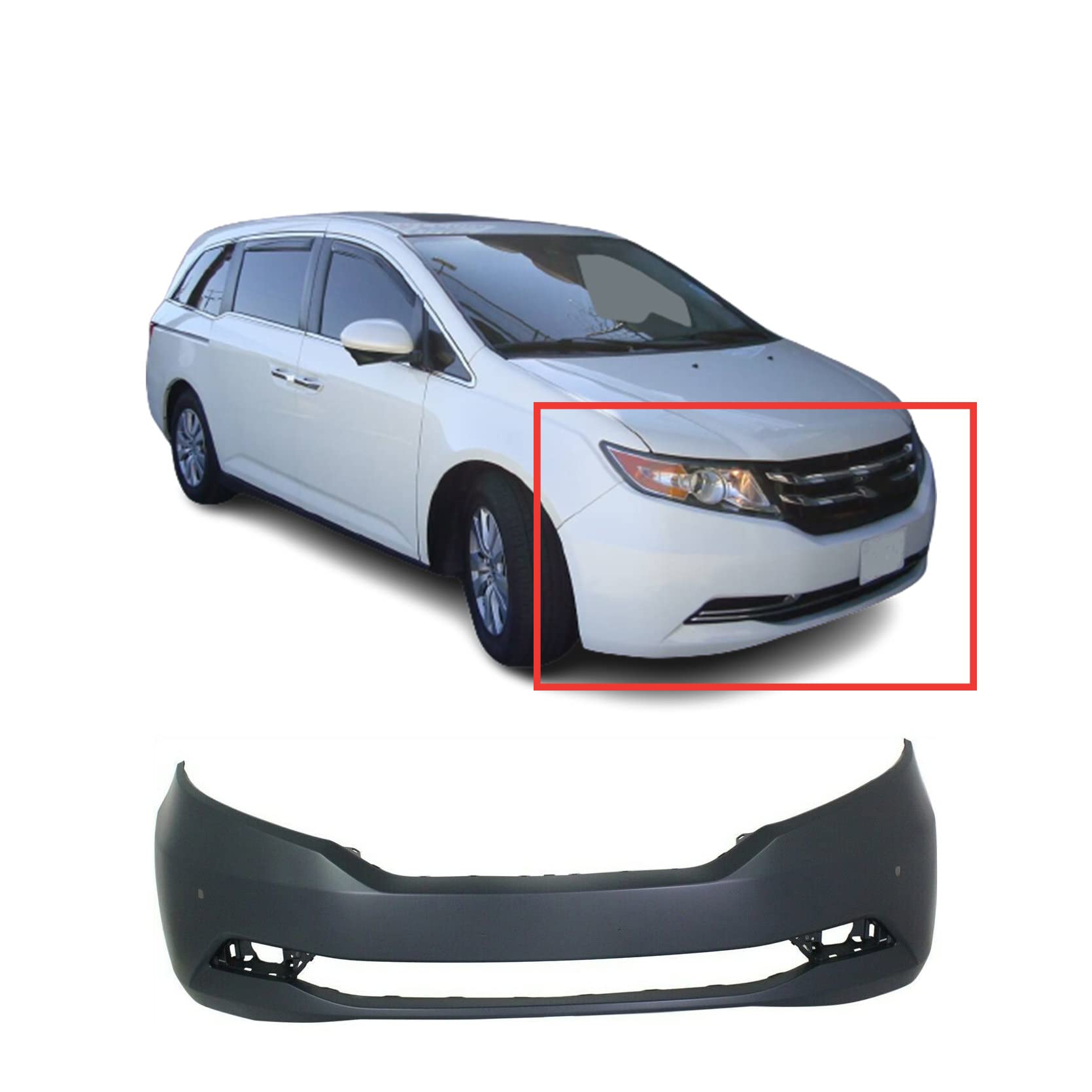 FitParts Compatible With Front Bumper Cover 2011-2017 Honda Odyssey EX EX-L LX. New, Primed and Ready for Paint. W/Fog Light Holes. HO1000295 04711TK8A81ZZ