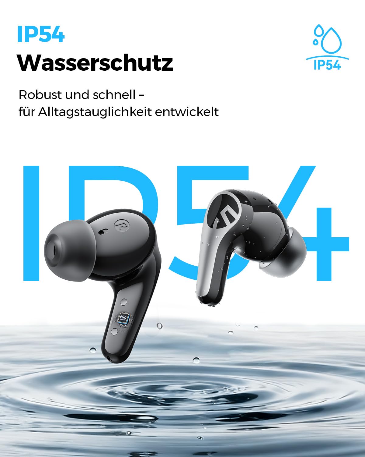 SoundPEATS C30 Noise Cancelling Kopfhörer Hybrid ANC -52 dB, LDAC & Hi-Res Audio, 12 mm Treiber, Bluetooth 6.0, 52 Std. Spielzeit, Schnellladung, IP54, 3 Mikrofone Windgeräuschfilter, Spatial Audio