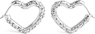 COACH Women's Signature Quilted Heart Hoop Earrings